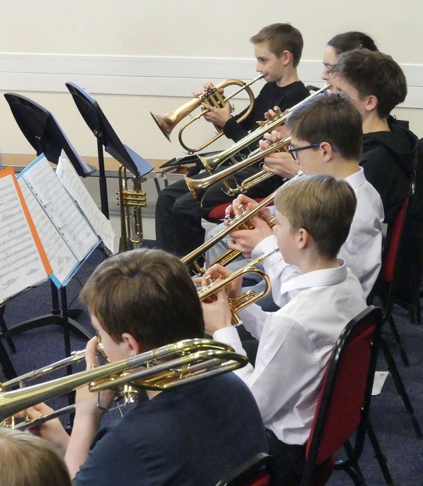 A group of young trumpet players